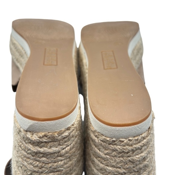 Vintage 7 Eight Wedge Espadrille Sandals Sz 8 Tan Faux Suede Ankle Strap Cushion - Picture 4 of 10